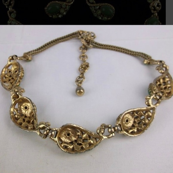 Vintage 1930s Designer Rhinestone Necklace Earrings 18" - Picture 6 of 6